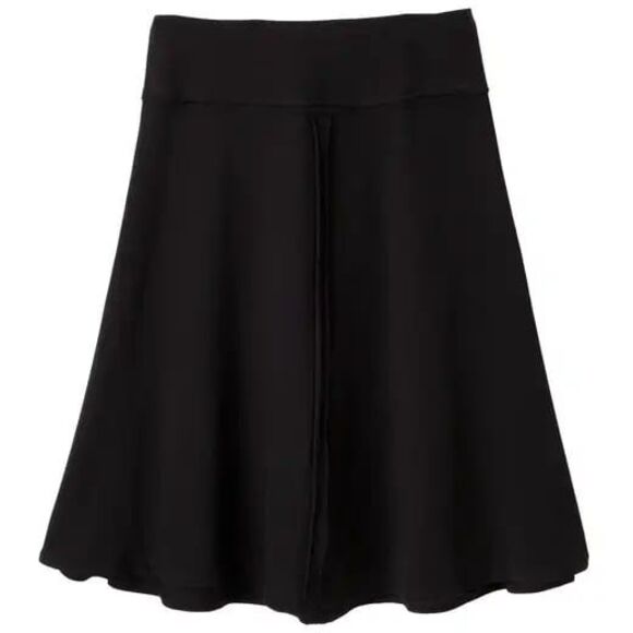 prAna Jersey 100% Organic Cotton Exposed Raw Edge Seams Pull On A-Line Skirt S - Picture 1 of 7